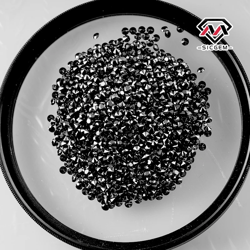 SICGEM Most Popular Small Melee Moissanite Diamonds Black Color Round Brilliant Melee Diamond Loose Moissanite Stone