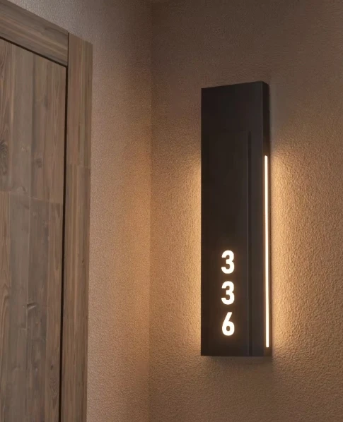 bronze sign plate door number Modern Design Style Luminous Logo Sign Plate Door Plate