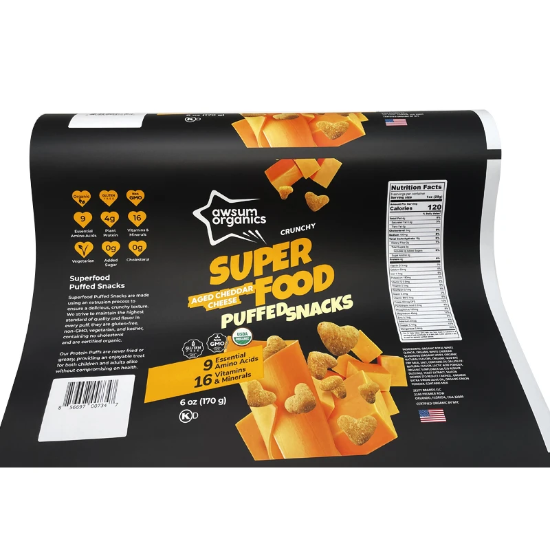 Printing film manufacturer for snack food chips chocolate packaging aluminium laminating film roll crisps packaging plastic roll