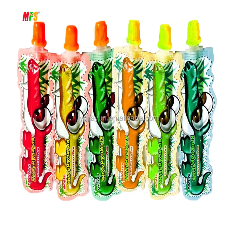 Crocodile Shaped Toothpaste Jam Wholesales Factory Price Halal Strawberry Sweet Juice Bag Sour Liquid Candy