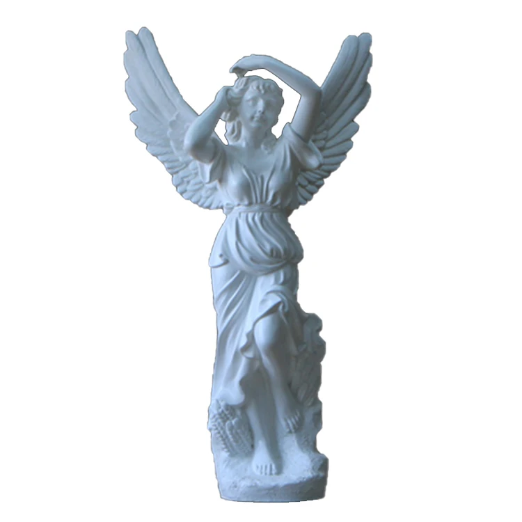 Western Garden Home Decoration Angel White Marble Statue Resin Sculptures Fiberglass Decor
