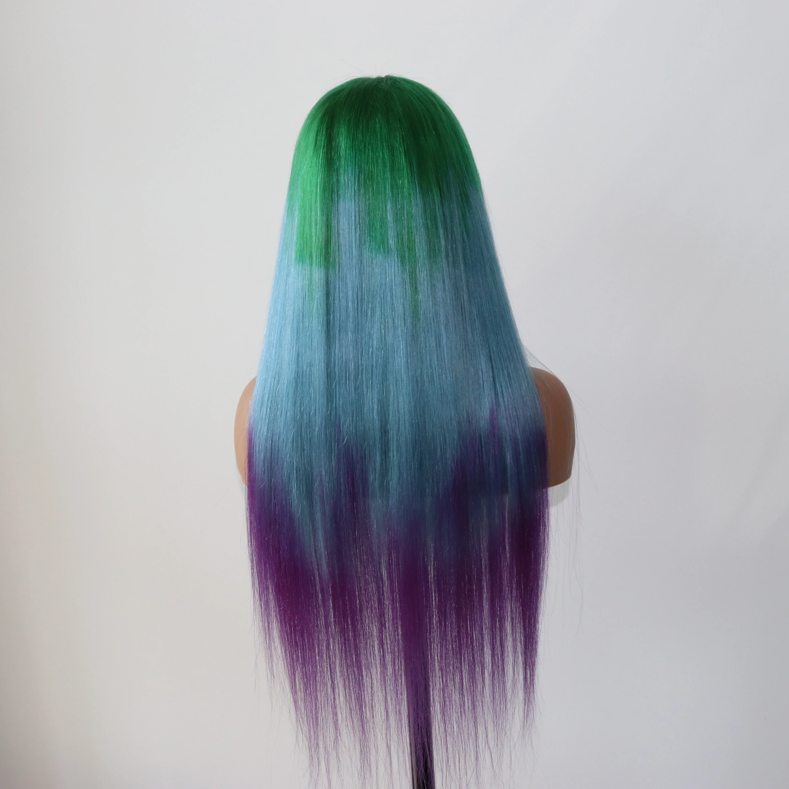 Hair Manufacture Wholesale Cheap Price T Color Green Blue Purple Lace Front Wig Silky Straight Wave Wig