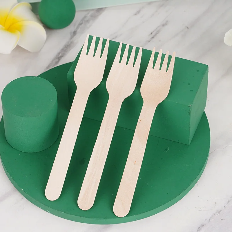 Wholesale wood fork cutlery restaurant disposable cutlery wooden spoons wooden cutlery in bag