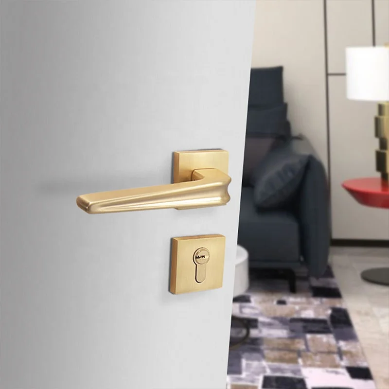 Yonfia A8176R03 European Style aluminium brushed brass interior door handle luxury furniture door lock handle for aluminium door
