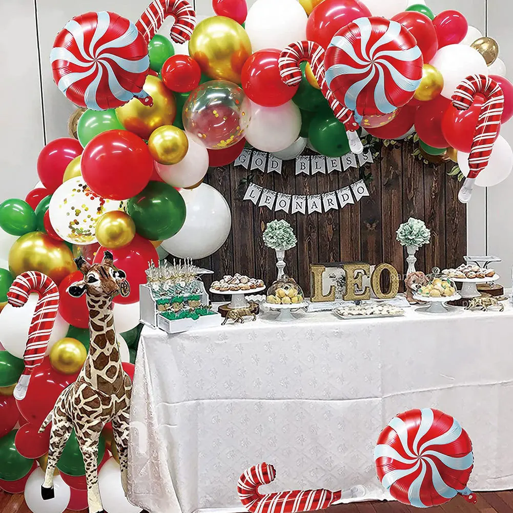 Christmas Candy Party Aluminum Film Set Balloon Christmas Party Supplies Red Green Balloon Party Decoration Arch
