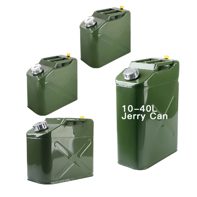 Metal Military Standard Army Green Jerrycan 10 20L 30 litre 40 L 50 60lts Gasoline Diesel Oil Fuel Tank Vertical Style Jerry Can
