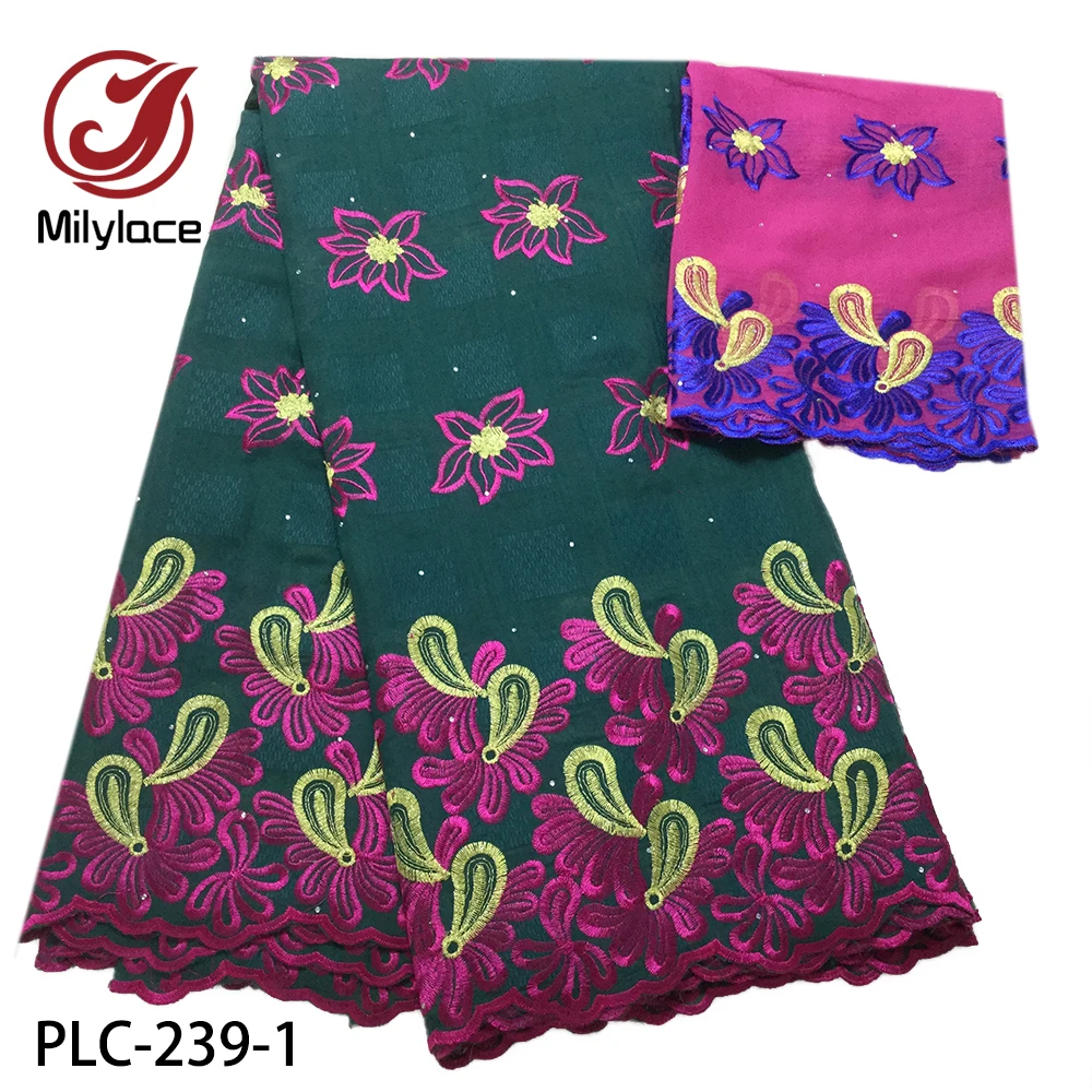 Embroidery 5 yards 100% Cotton Swiss Lace and 2 yards French Lace Fabric with Rhinestones