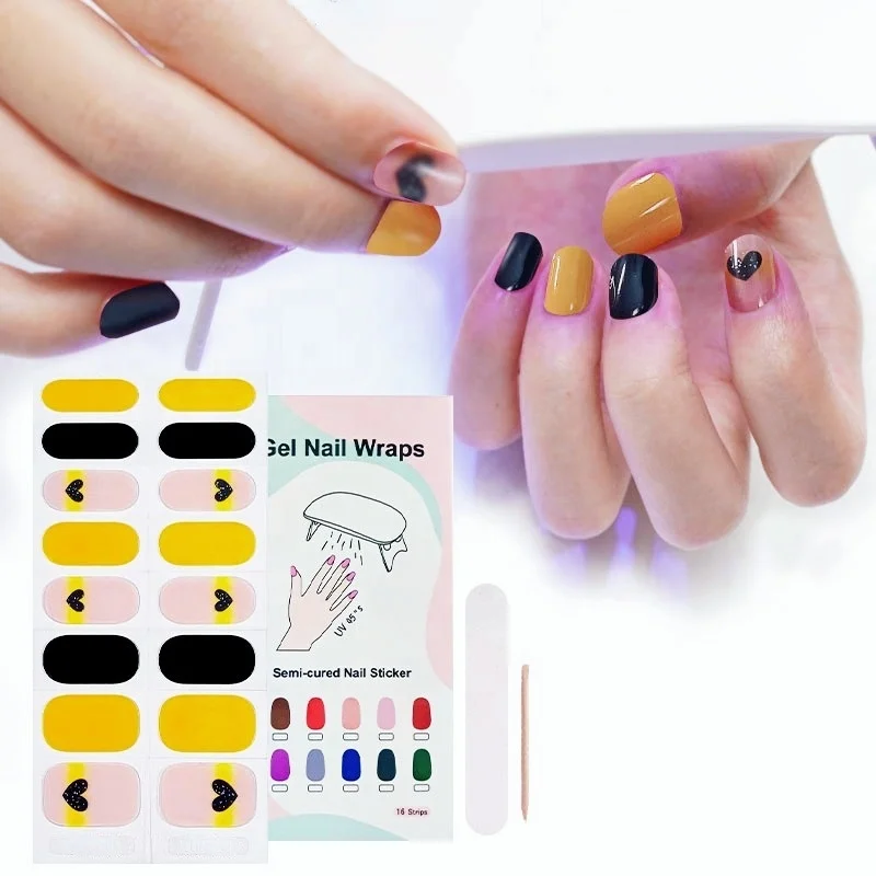 Корейские пользовательские гелевые наклейки для ногтей, нетоксичные стойкие полоски для ногтей