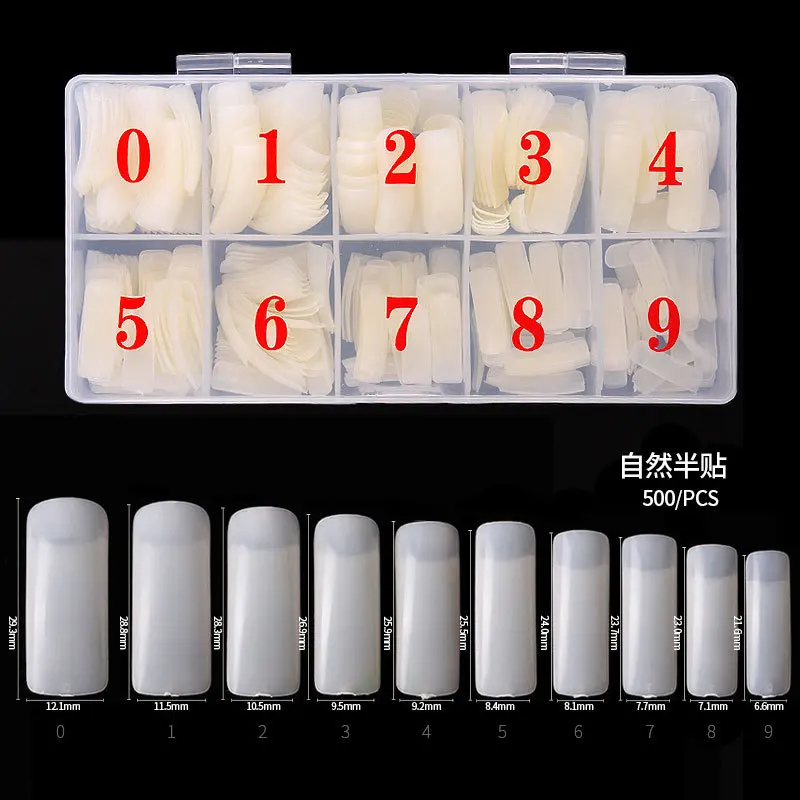 Professional Full Cover Half Cover French Nail Art Transparent Acrylic Artificial Nail Tips for Fingers Design Application