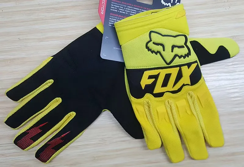 Fox 14 long finger racing gloves, anti spring motorcycle off-road gloves, wear-resistant leather rider sports off-road gloves