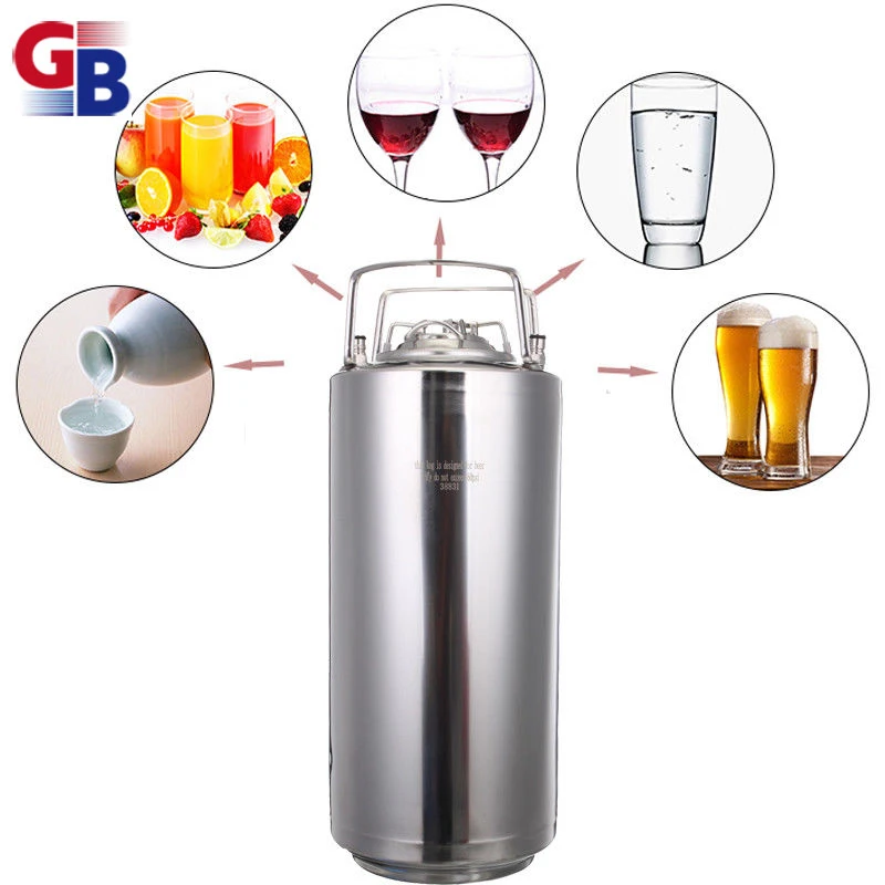 Commercial Beer Keg 5 Gallon 24.5 Liter Ball Lock Keg Stainless Steel with Rubber Handle
