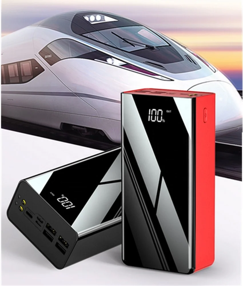 50000 mAh Зеркало Дополнительный внешний аккумулятор большой емкости Быстрая зарядка мАч Power Bank 4 USB выход 3 входными портами Android