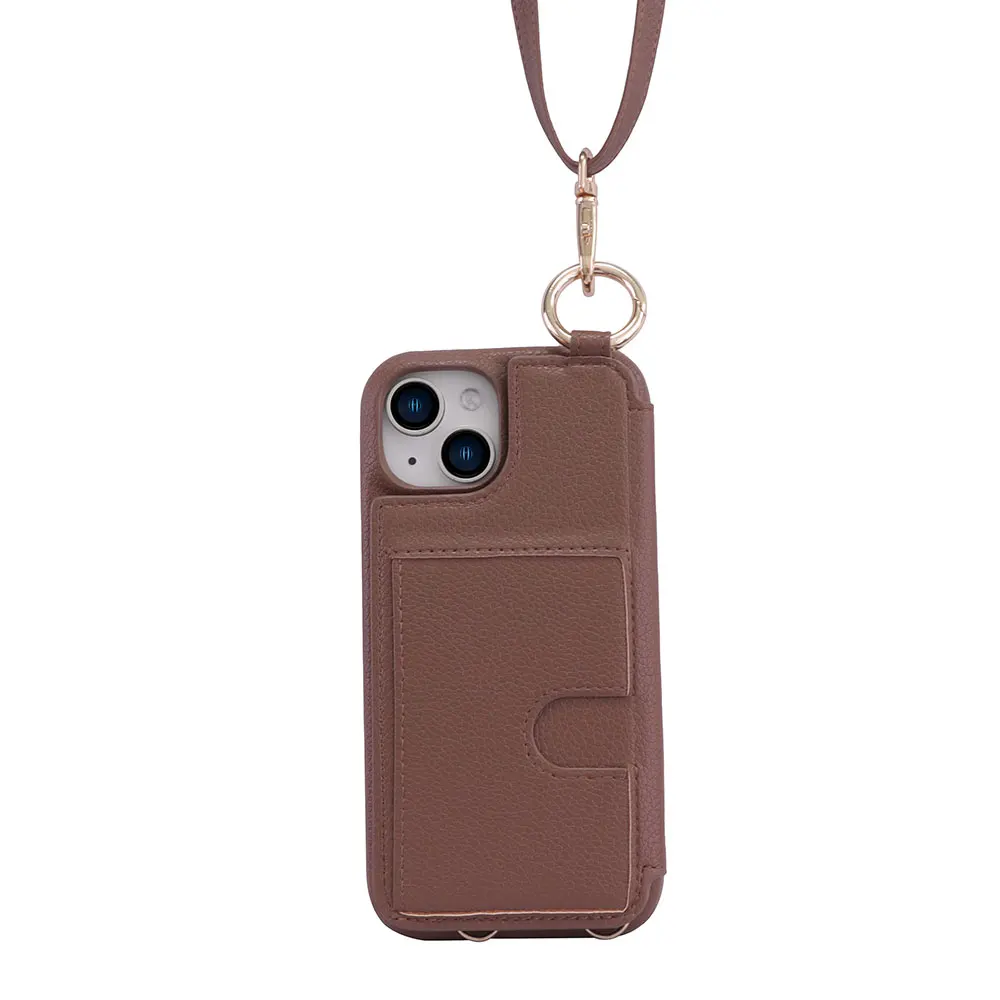 Laudtec SJK116 Card Holder Lanyard Mobile Cell Leather Wallet Flip Mirror Phone Case For Iphone 11 12 13 14 15 Pro Max Plus