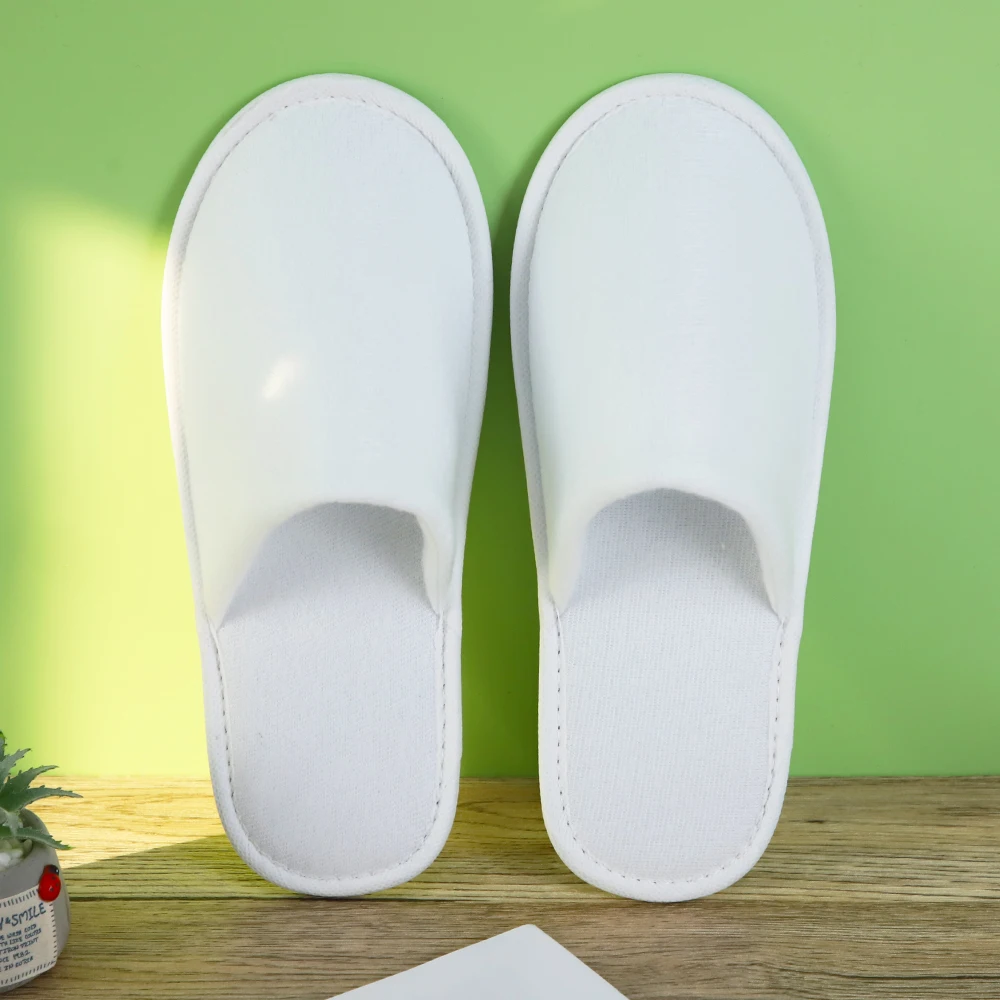 Cheap Price Disposable White Nap Cloth Closed Toe Travel One Time Use Disposable Hotel Slippers For Hotels And Spa