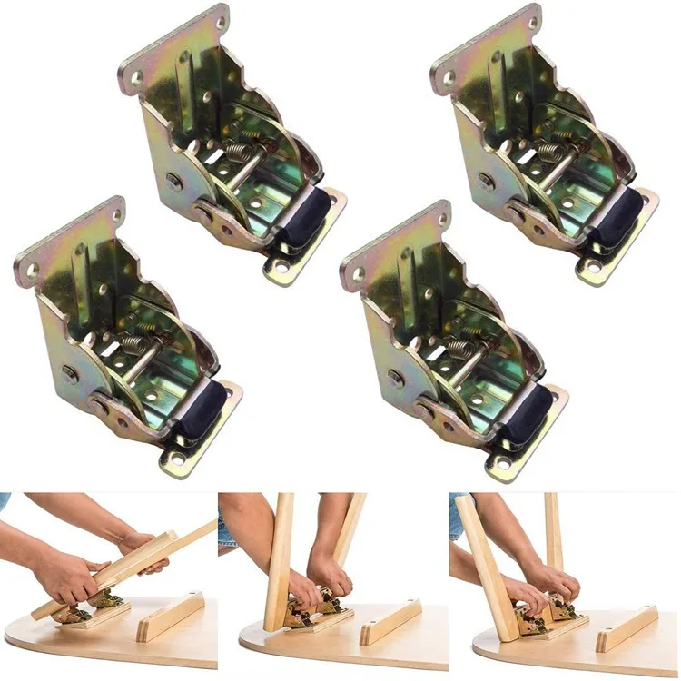 Trading products 2024 folded iron bed hinge Double Brake 90 degree self-locking folded iron hinge furniture hinge hardware goods