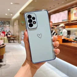 Plating Cute Love Heart Phone Case for Samsung Galaxy A12 A13 A52 A53 5G M12 F12 Airbag Shockproof Cover