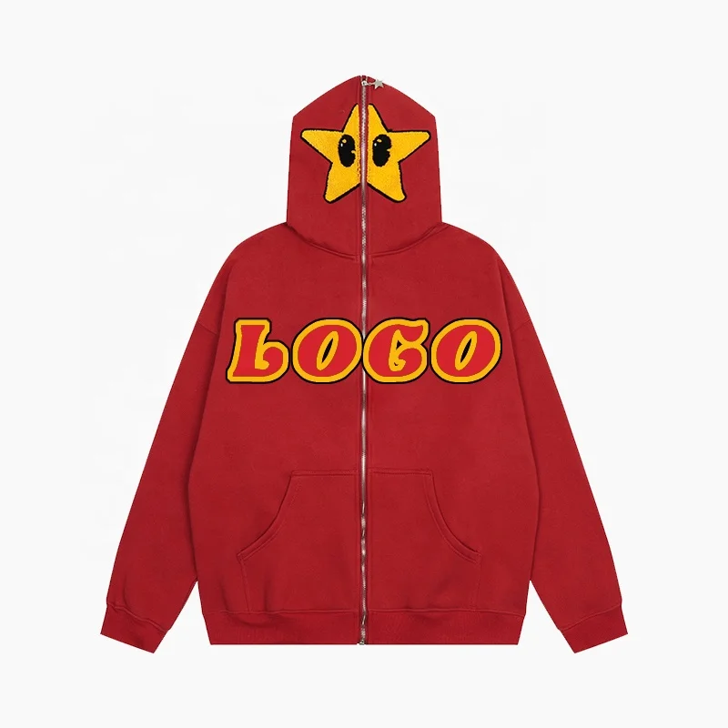 2023 New Arrivals Manufacturers Custom Chenille Embroidery Logo Men High Quality 100% Cotton Zipper Full Zip Up Hoodies