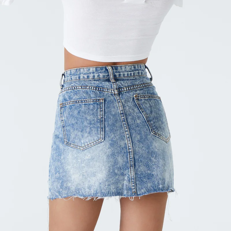 Private Label Custom Plus Size Fashion Ladies Vibrant Casual Baggy Falda De Jean Azul  High Quality Dame Jupe En Jean