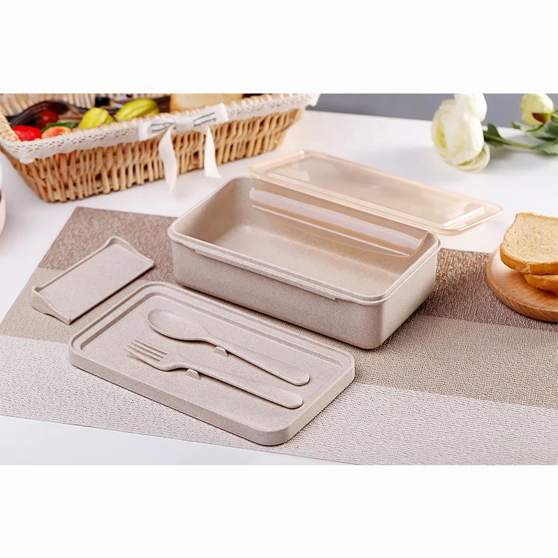 Биоразлагаемый Ланч-бокс Tiffin из пшеничной соломы коробка Bento Герметичный пищевой контейнер с