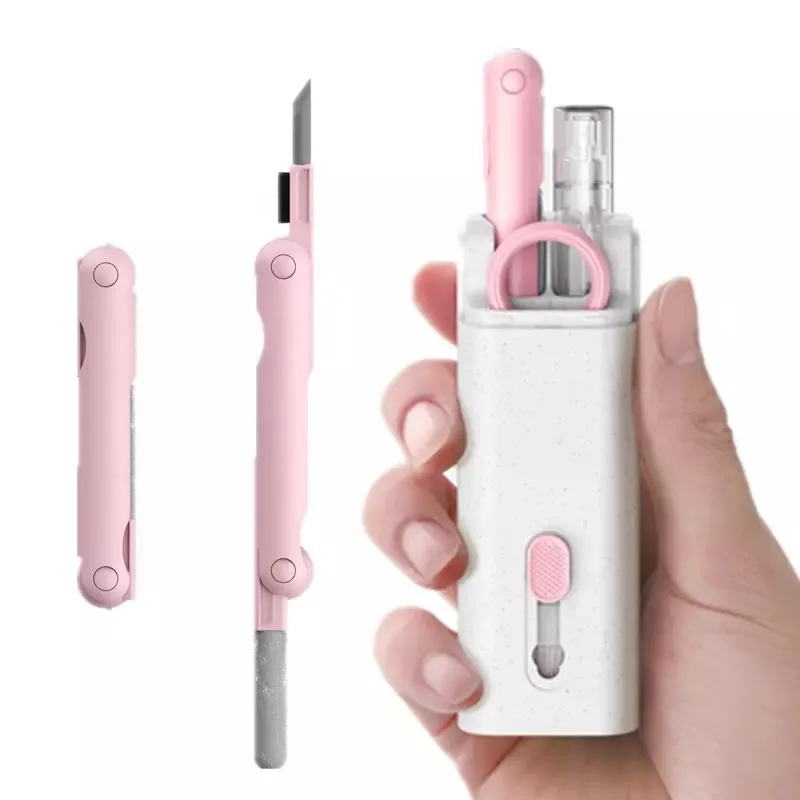 custom logo 7 In 1 Computer Phone Cleaning Set for Airpods earbuds with Soft Brush Design High Density Sponge Cleaning Kit pen