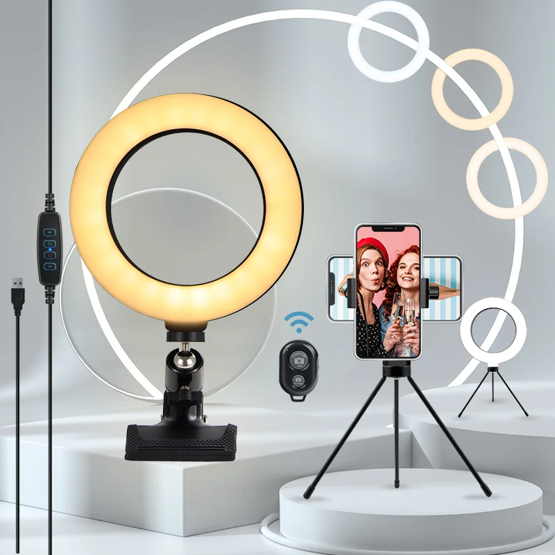 Dimmable fashion led circle 6 Inch Circle Photography Lighting 3 colour Led Ring Light with Phone Stand