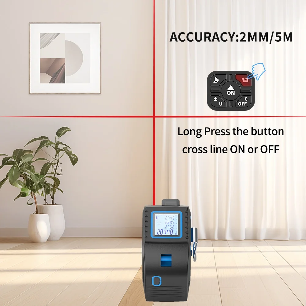 Multifunctional Intelligent Laser Distance Meter Tape Measure Instrument with Ruler Function