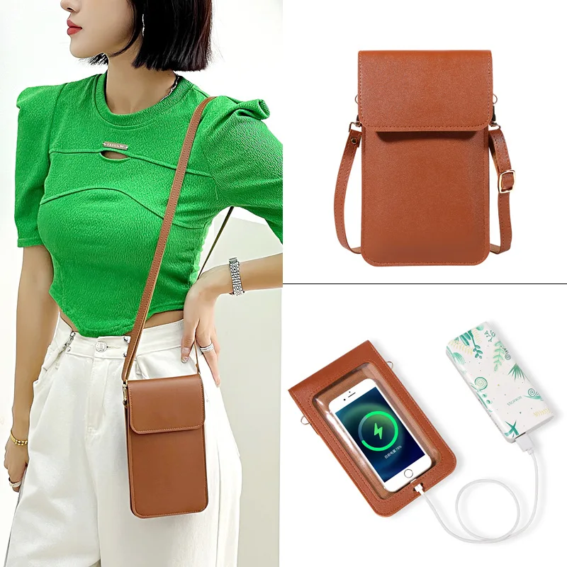 Customize mini leather crossbody bags women and girls fashion side bags colorful mobile phone bag for girls