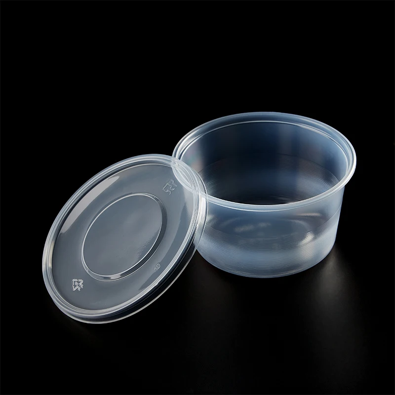 500ml Transparent Disposable Microwaveable Hot Soup Noodle Packing Bowl Cups To Go Pack Plastic Food Round Container With Lid