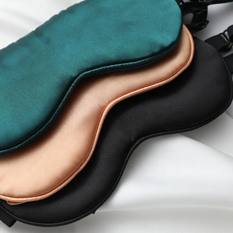 Wholesale Solid Color with same color Piping 100% Pure Mulberry Silk Sleeping Eye Mask