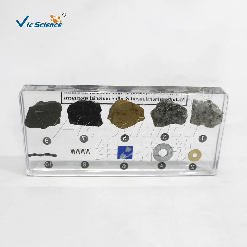 Embedded specimens of metallic minerals metals and alloys model for school education mineral specimens