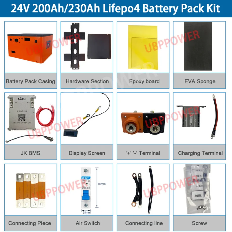 Ubppower Outdoor Empty Metal Box Batterie Lifepo4 24V 200Ah 230ah Car