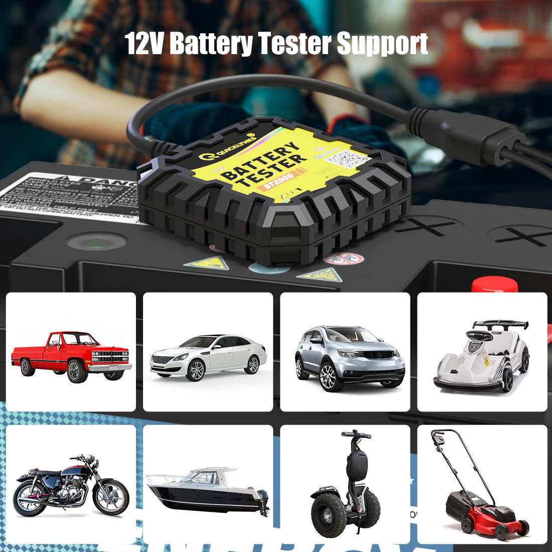 Car Battery Tester 12V Automotive 100-2000CCA Battery Tester Analyzer Digital Charging System Alternator Test for Car