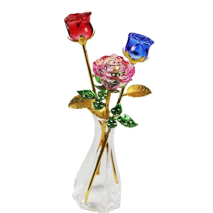 Hot Selling Amazon Clear Low Moq Wholesale Custom Crystal Pink Rose Flower Crystal