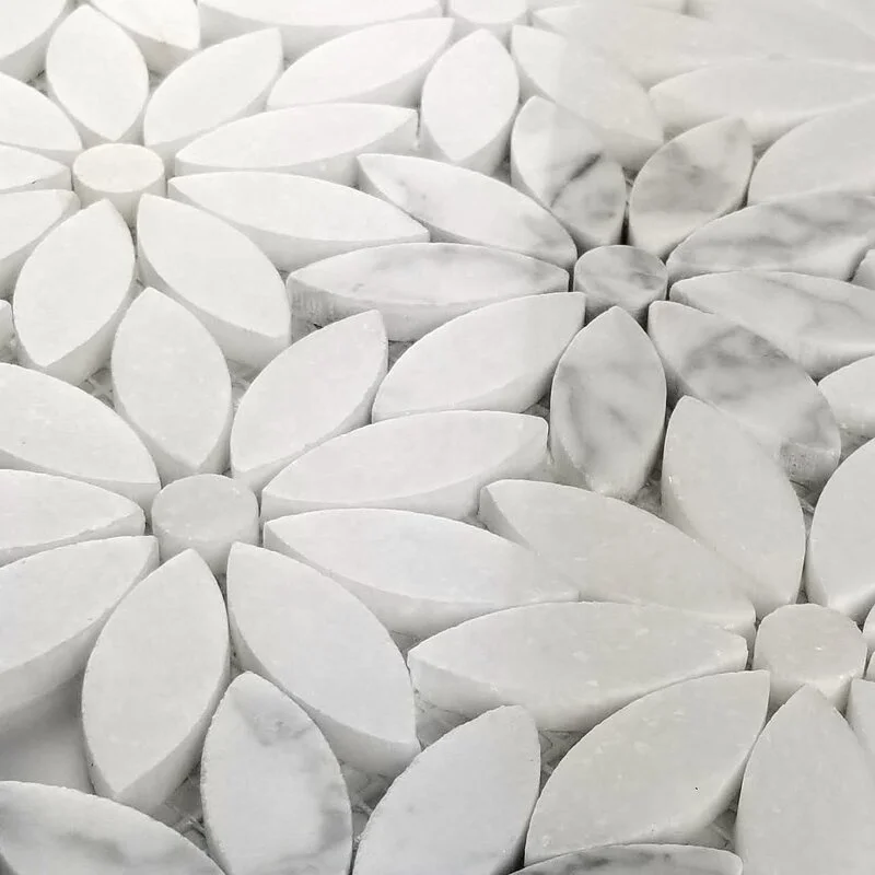 12' x 12' Customized Style  Mosaic Tiles Swimming Pool Tile Backsplash  White Marble Mosaic