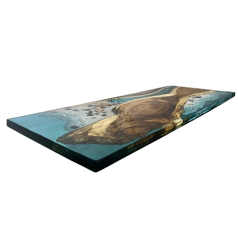 Factory Price Custom Epoxy Resin River Table Top Live Edge Natural Wood Dining Table