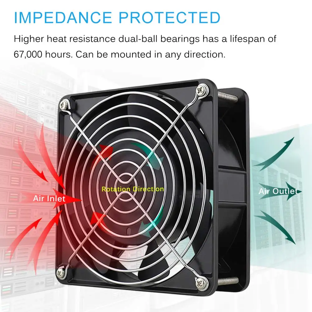 AC Fan 12v 120mm Computer Cooling Fan 120mm 12025 120x120x25 Bsushless Cooling Fan