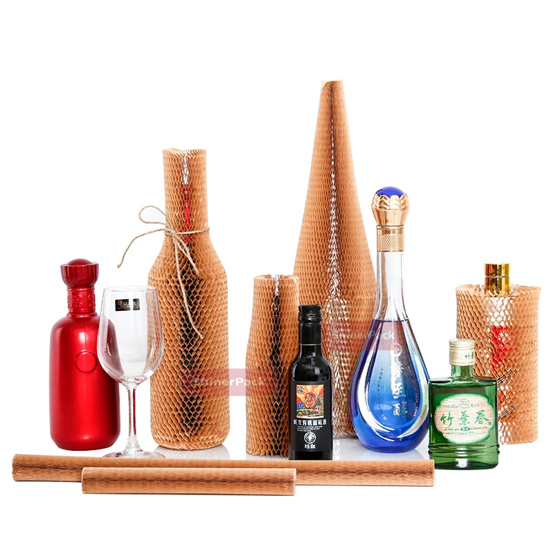 Eco White Lining Paper Inner-frame Brown Honeycomb Kraft Paper Cushion Packaging Paper Wrap With Wine Cosmetic