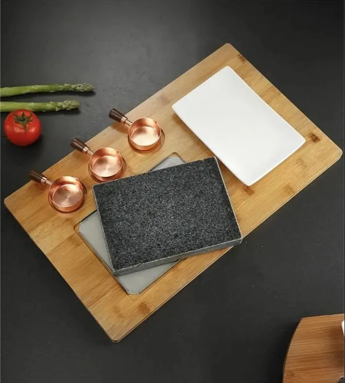 Hot sale cookware granite steak plate stone cookware plate hotel tableware set home steak stone cooking set hot lava stone