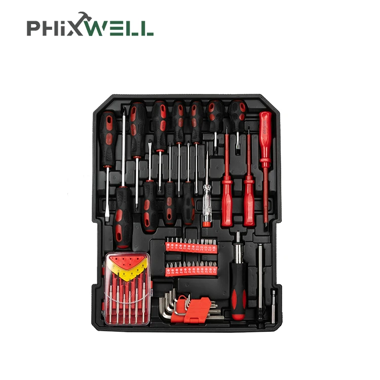 XWTLX-002 hot selling portable 182 pieces Aluminum luggage case tool set kit box With Wheels