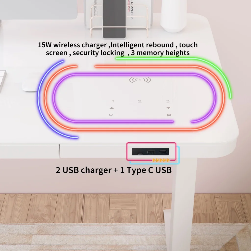 Smart Home Office Dual Motor Sit Stand Lifting Motorize Glass Height Adjustable Electric Desk