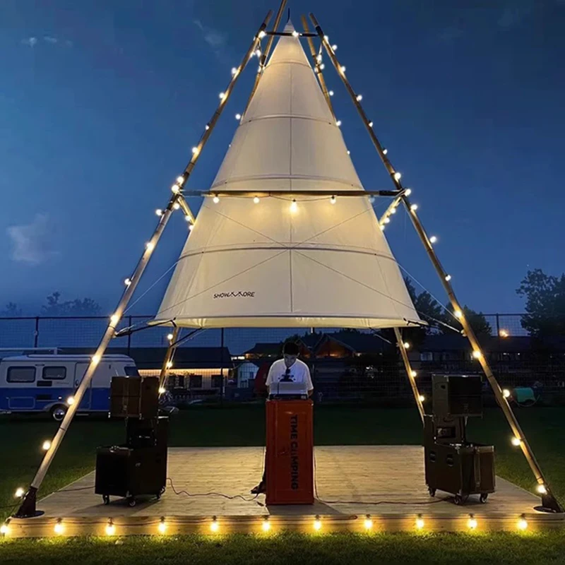 New Design Outdoor Glamping Wedding Party Bamboo Lantern Pyramid Bamboo Lantern Tent From China