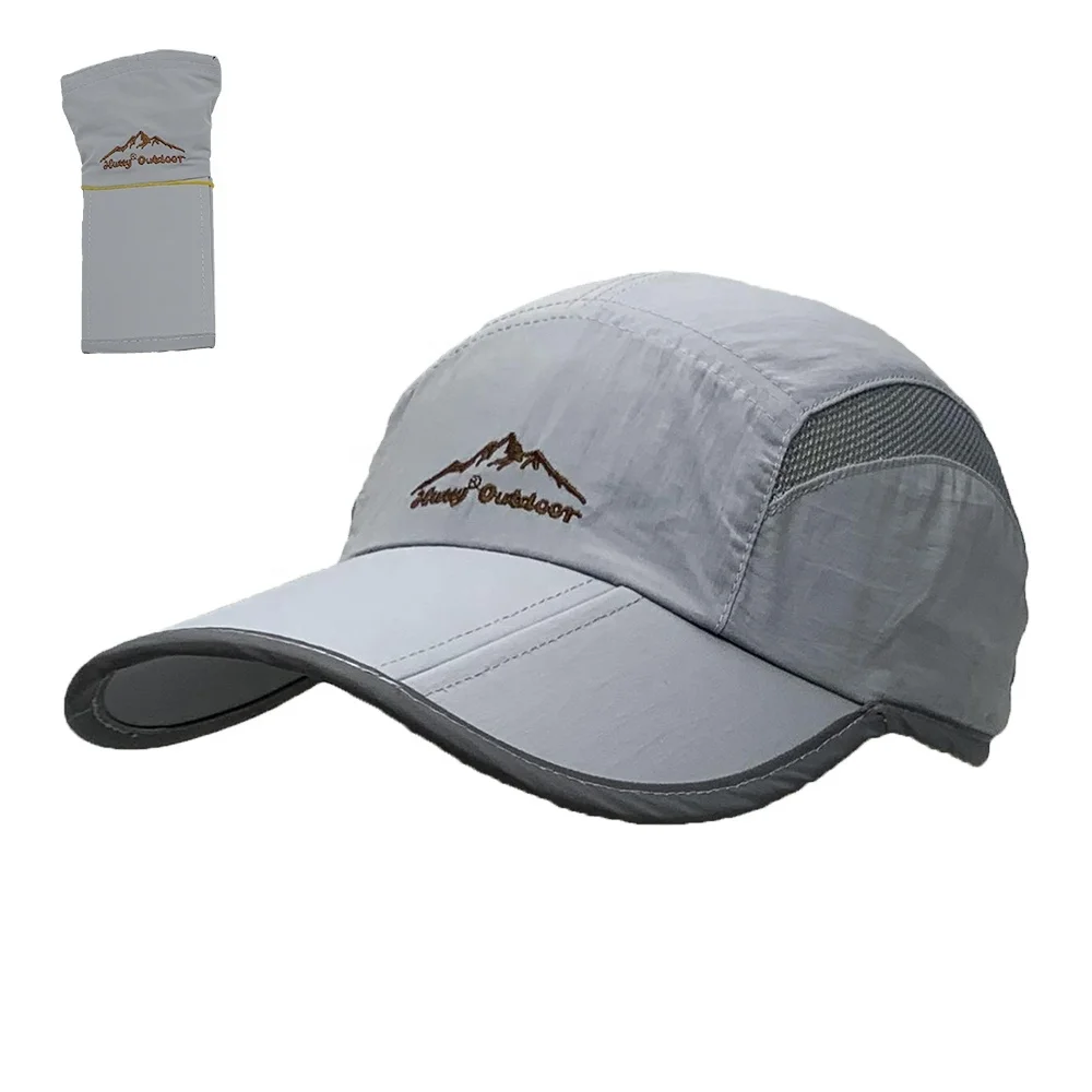 Hatty Wholesale Foldable Summer Nylon Sport Man Hats 5 panel camper hat with reflective