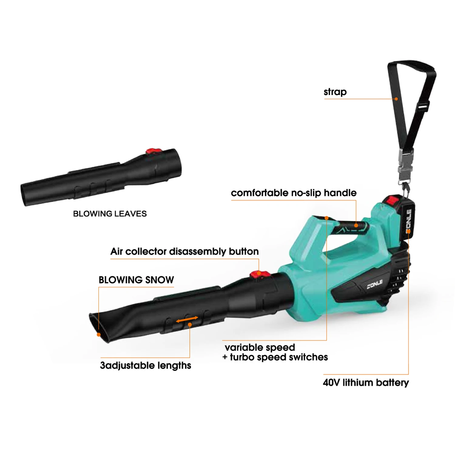 40V portable battery cordless backpack leaf blower high-speed hand garden dust snow blowers