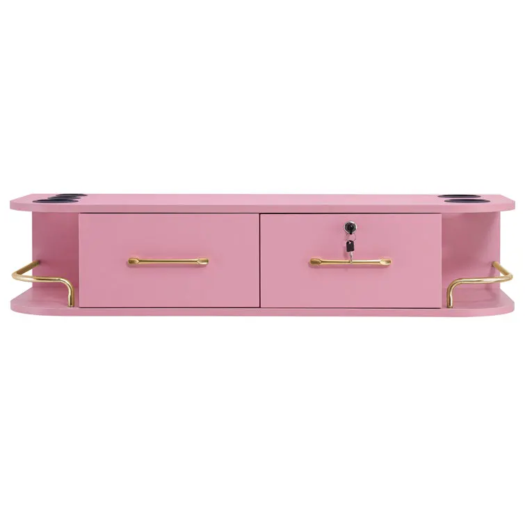 Novelty Design 2 Drawer 2 Side Cabinet Lockable Storage Cabinet Table Top Has Two Built-In Brackets Wood Wall Mount Salon Equipm
