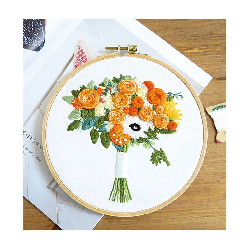 Xiurun 2021 Hot Sale  New Arrival DIY  Full Star Flowers  Embroidery Handicrafts Beginner Embroidery Material Kit Stitch Kit