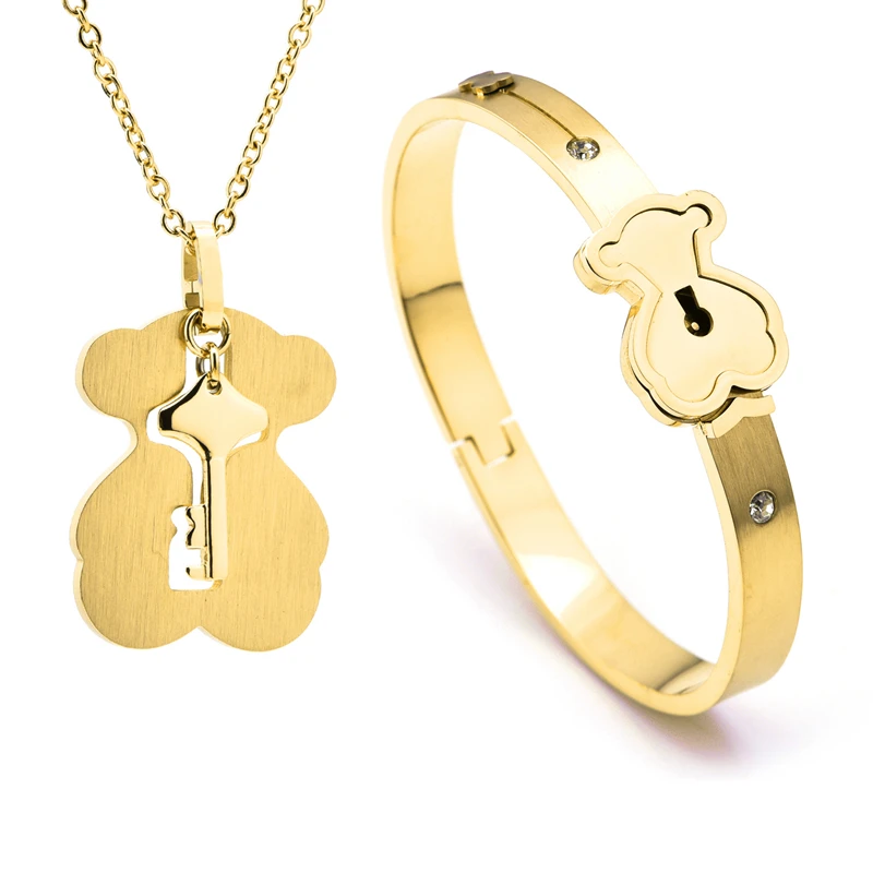 
stainless steel cuff bangle bracelet Gold Wholesale Fashion jewelry 316L Women Cuff Bracelet bear touses 