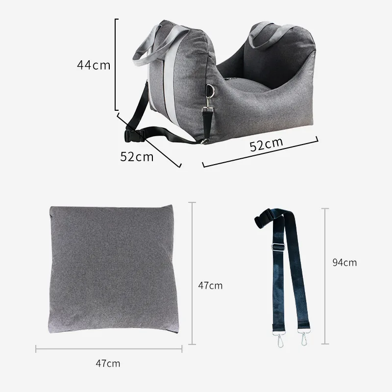 Customized Logo Multifunction Dog Car Seat Travel Dog Bed with Safe Belt and Dog Leash Waterproof Resist Pet Carrier