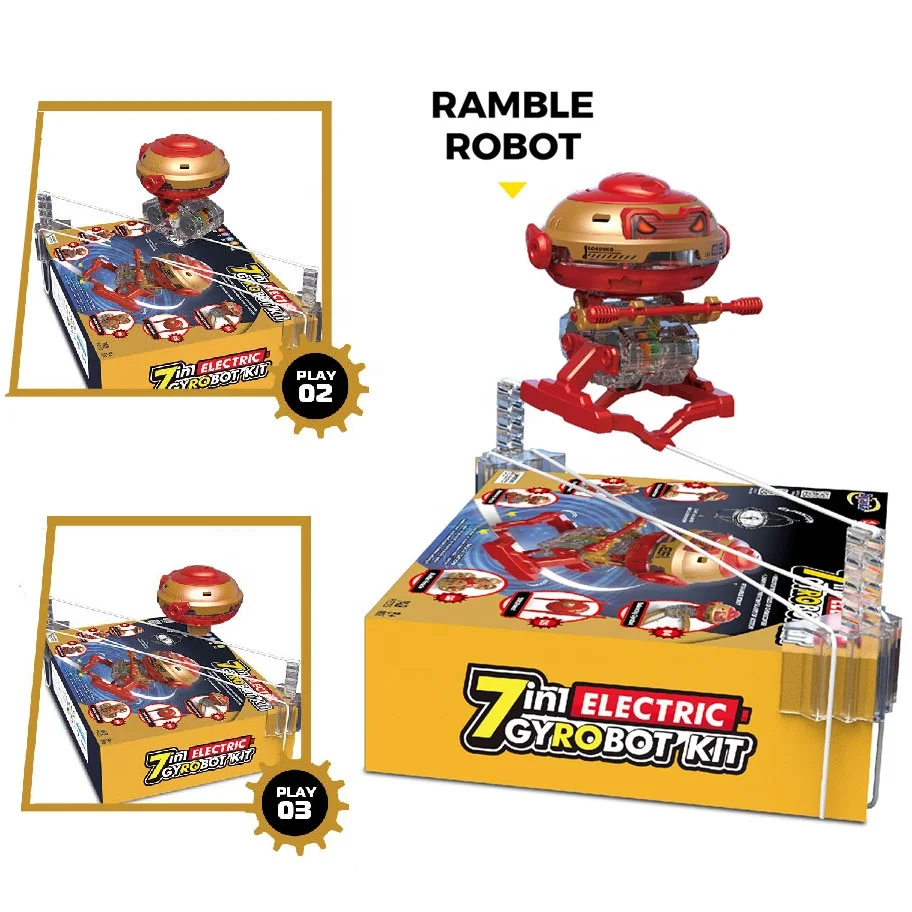 7 in 1 electric gyro robot kit kids diy assemble gear gyroscope robot building blocks STEAM scientific experiment puzzle set