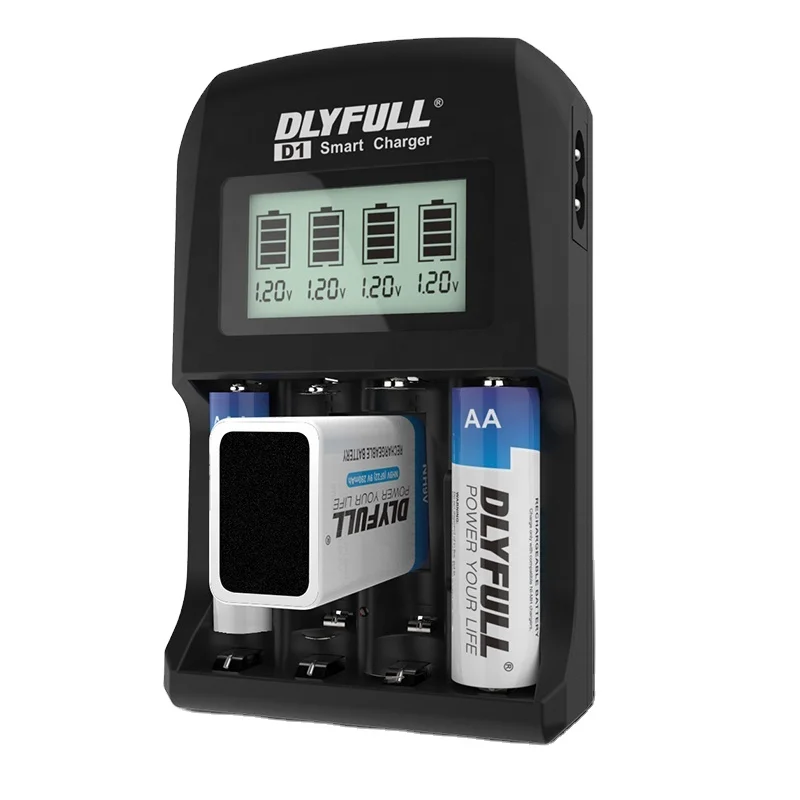D1 special battery charger for 9v aa aaa size NI-MH battery EU plug with 4 slots