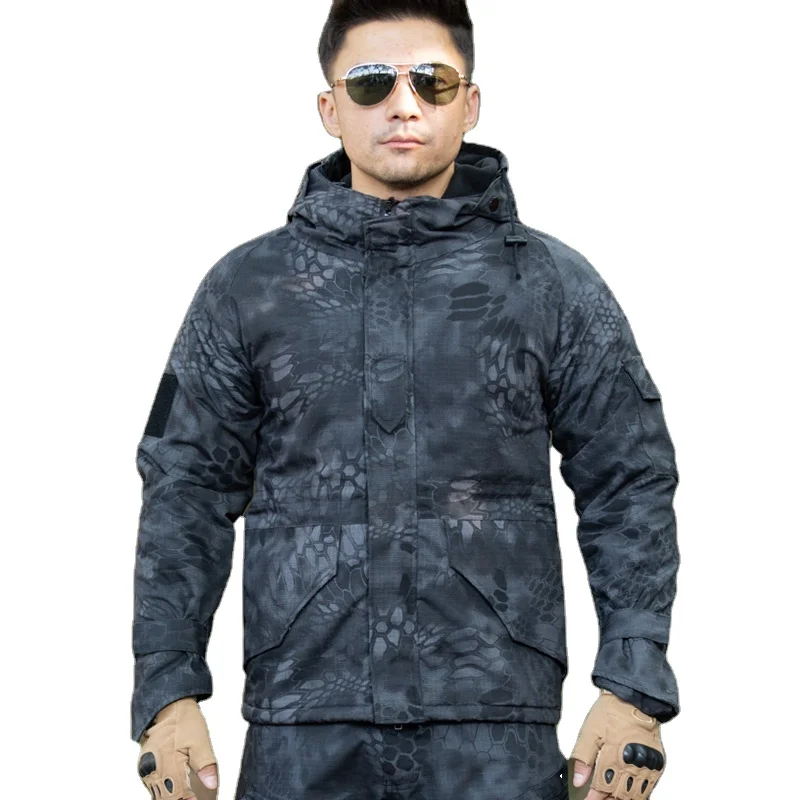 Многофункциональная черная камуфляжная утепленная ветровка с капюшоном G8 тактическая куртка рисунком